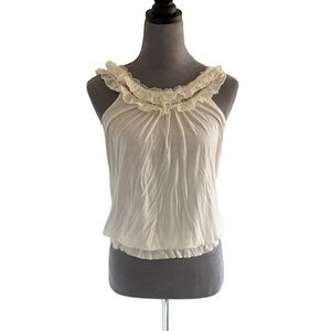 WetSeal off white ruffle neck tank. Size S